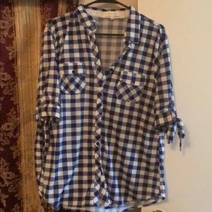 Blue and white blouse